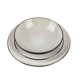 18 részes stoneware kerámia étkészlet matt kém Sahara Collection fekete szegéllyel