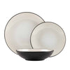 18 részes stoneware kerámia étkészlet matt kém Sahara Collection fekete szegéllyel