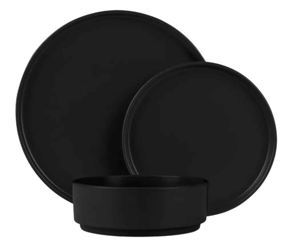 18 részes stoneware matt fekete kerámia étkészlet Berlinger Haus Matte Black