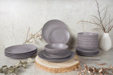 18 részes taupe szürkésbarna stoneware kerámia étkészlet