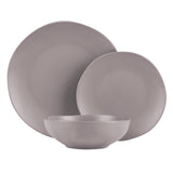 18 részes taupe szürkésbarna stoneware kerámia étkészlet