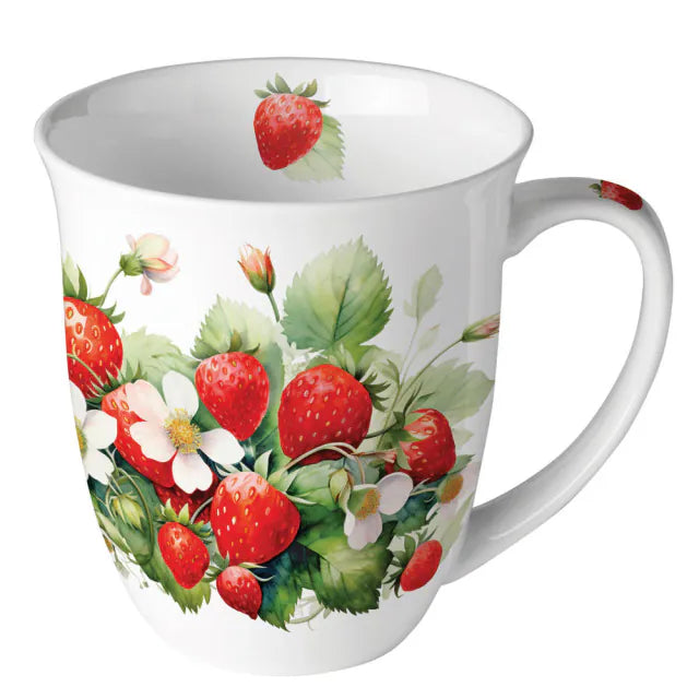 Eper mintás porcelán bögre 400 ml Juicy strawberries