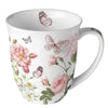 Porcelán bögre virágos-pillangós mintával 400 ml Amelia White