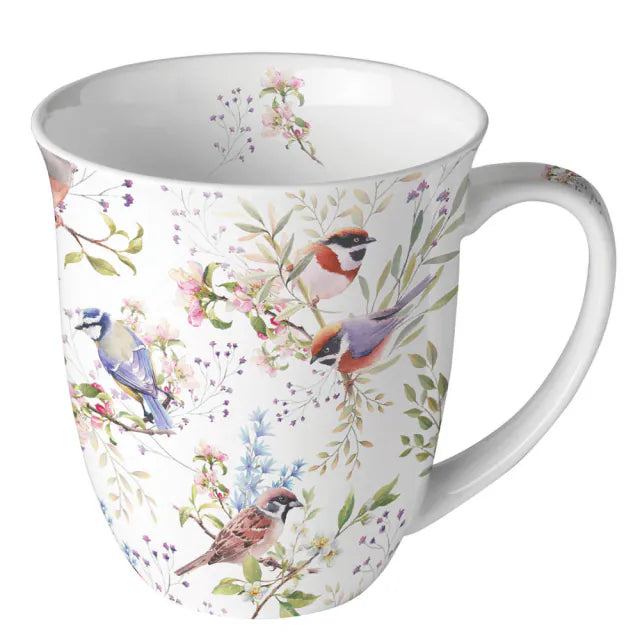 Tavaszi Virágos–madaras porcelán bögre Busy birds