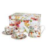 Kolibri madaras porcelán teás készlet fémszűrővel - 2 személyes - 270/900 ml