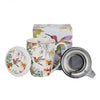 Kolibri madaras porcelán bögre fémszűrővel és tetővel - 350 ml virágos porcelán teás bögre fémszűrővel és tetővel - 350 ml