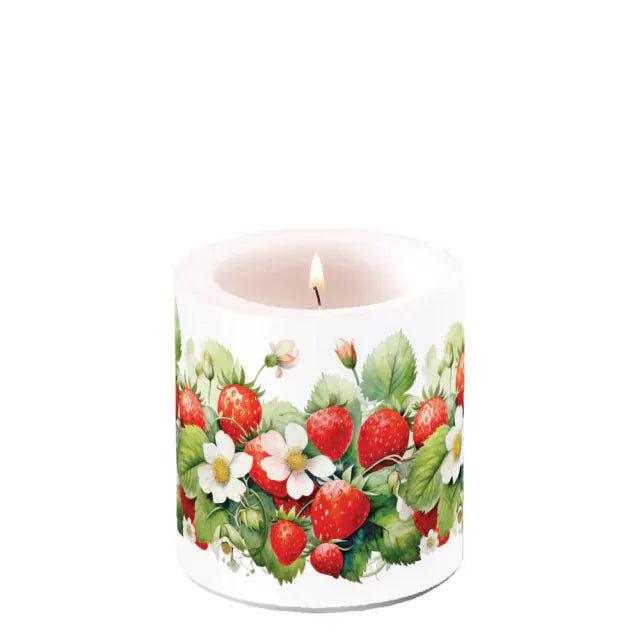 Eper mintás átvilágítós viasz gyertya kicsi Juicy strawberries