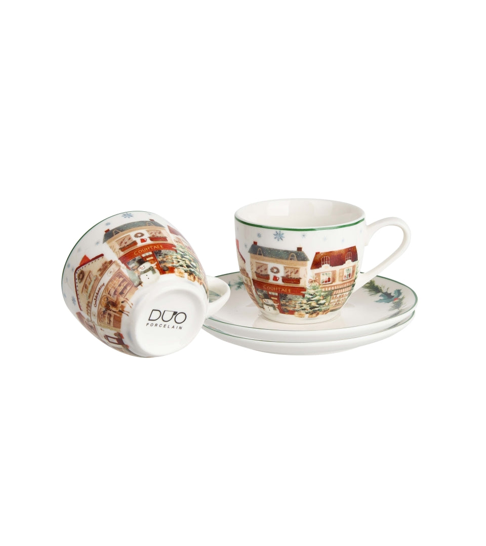 Karácsonyi Porcelán kávés csésze 2 személyes díszdobozban Christmas City 2