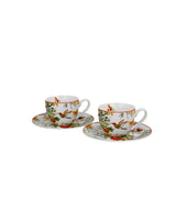 Porcelán eszpresszó kávés csésze + alj 110 ml 2 személyes dobozban madaras Linnea