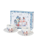 Karácsonyi hóemberes porcelán kávés csésze 2 személyes díszdobozban Snowman
