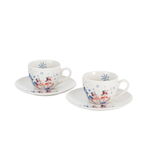 Karácsonyi hóemberes porcelán kávés csésze 2 személyes díszdobozban Snowman