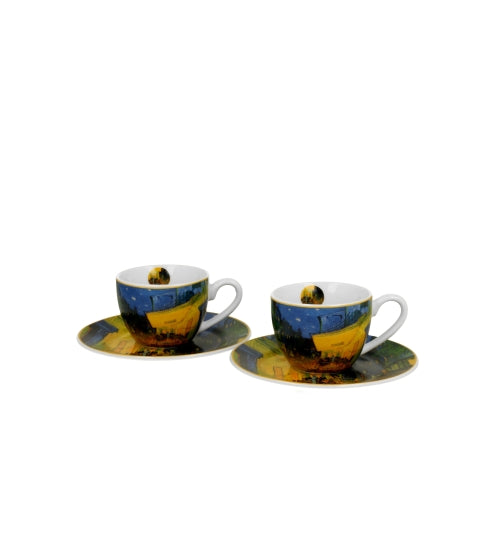 Porcelán eszpresszó kávés csésze + alj 110 ml 2 személyes van Gogh Kávéház éjjel