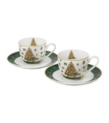 Karácsonyfás porcelán eszprersszó kávés csésze aljjal 110 ml 2 személyes dobozban Tree Sparkle