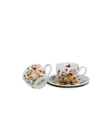 Porcelán eszpresszó kávés csésze + alj 110 ml 2 személyes dobozban virágos ZAHRA