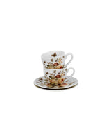 Porcelán eszpresszó kávés csésze + alj 110 ml 2 személyes dobozban virágos ZAHRA