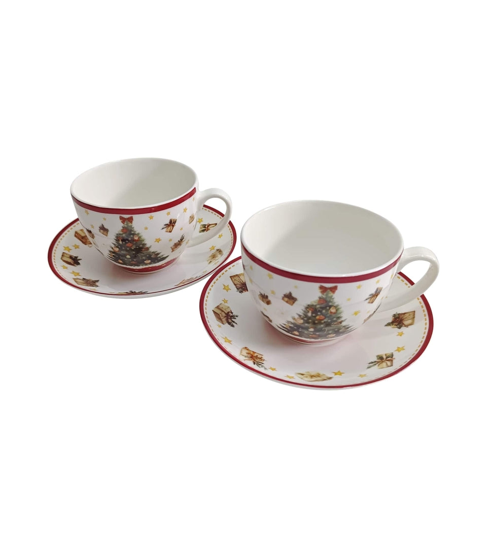 Karácsonyi fenyőfás porcelán csésze + alj 270 ml 2 személyes Christmas Tree 3