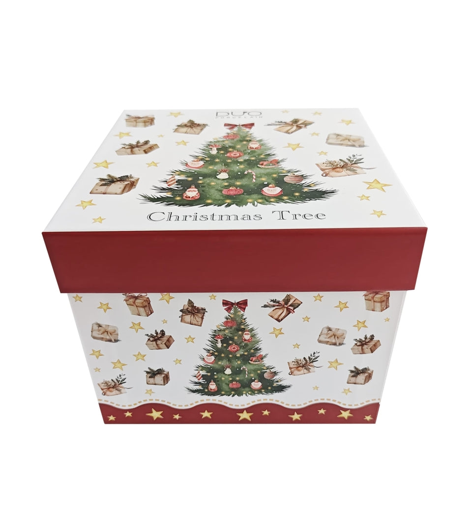 Karácsonyi fenyőfás porcelán csésze + alj 270 ml 2 személyes Christmas Tree 3