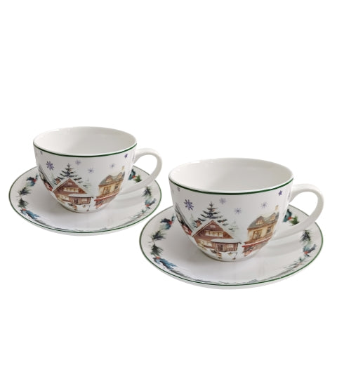 Karácsonyi porcelán csésze 270 ml 2 személyes Christmas Village