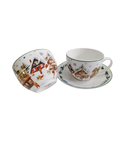 Karácsonyi porcelán csésze 270 ml 2 személyes Christmas Village