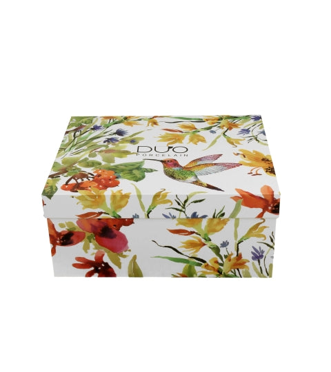 Porcelán csésze + alj 270 ml 2 személyes dobozban madaras Linnea