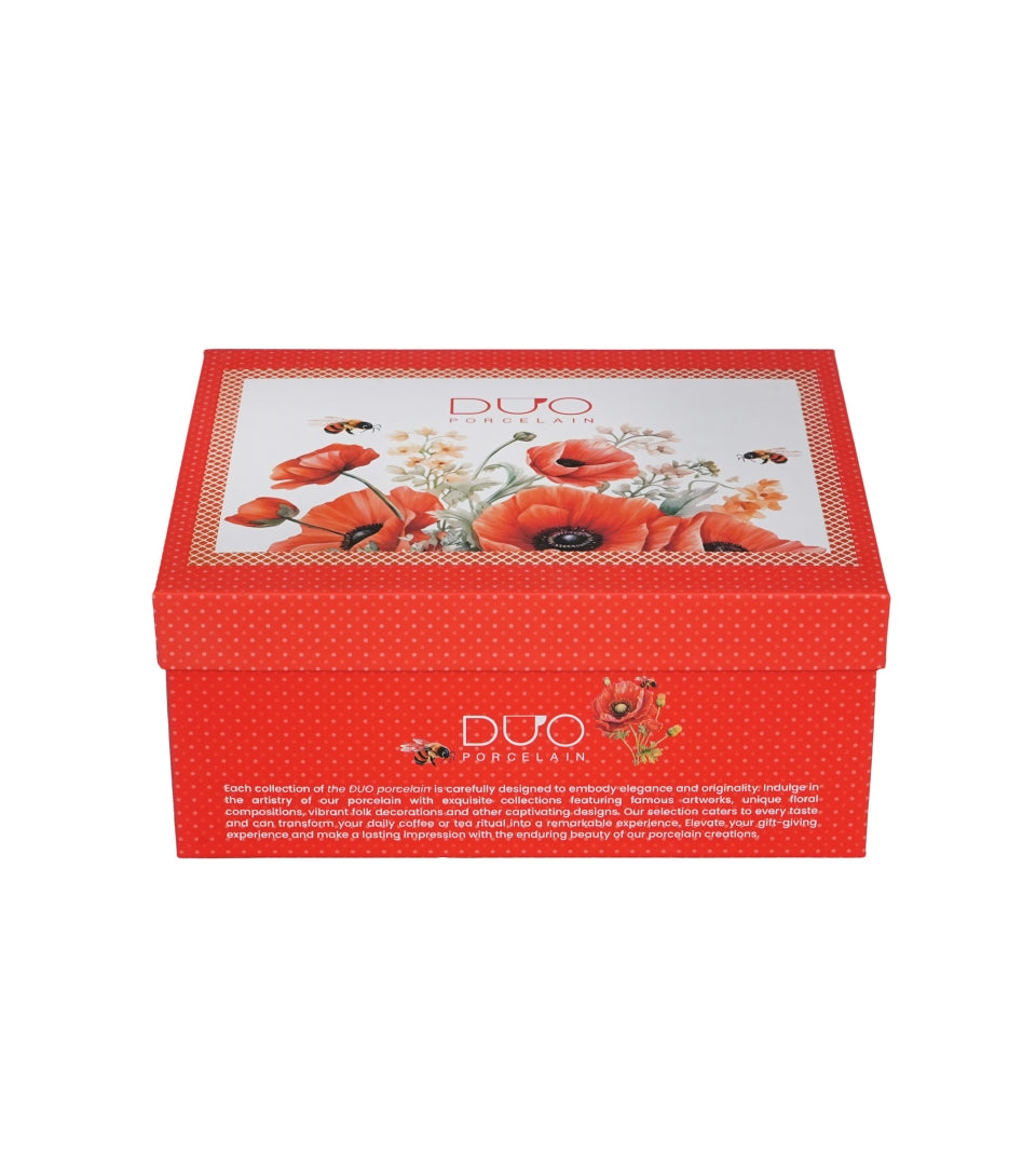 Porcelán pipacsos csésze aljjal 270 ml két személyes Poppies