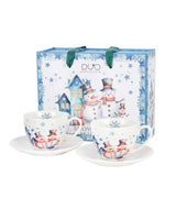 Karácsonyi hóemberes porcelán csésze 2 személyes díszdobozban Snowman