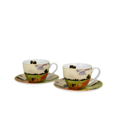 Porcelán csésze + ajl 270 ml 2 személyes dobozban Monet Pipacsmező