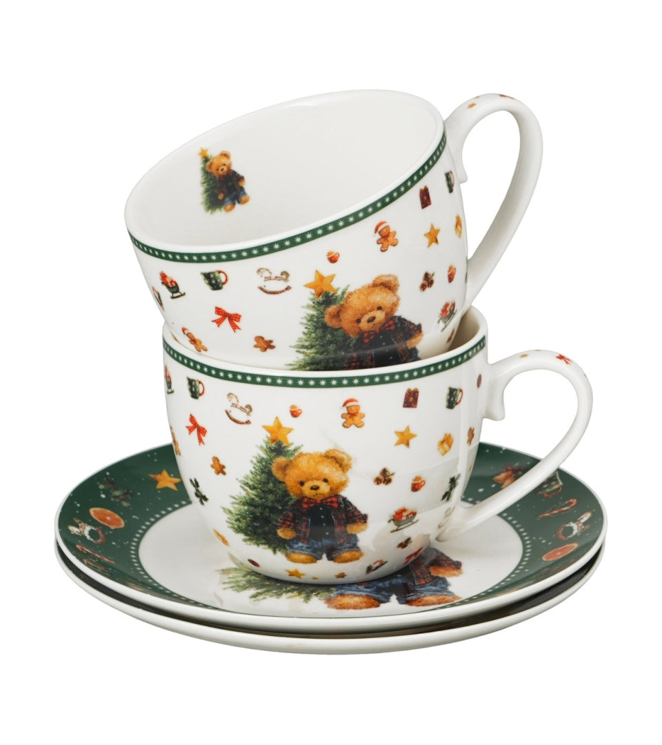 Karácsonyi macis porcelán csésze 270 ml 2 személyes dobozban Teddy Noel