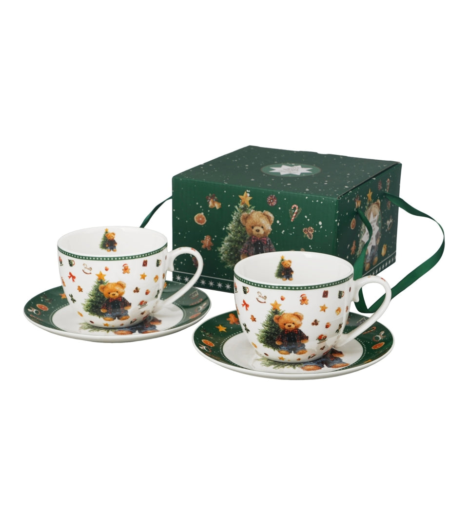 Karácsonyi macis porcelán csésze 270 ml 2 személyes dobozban Teddy Noel