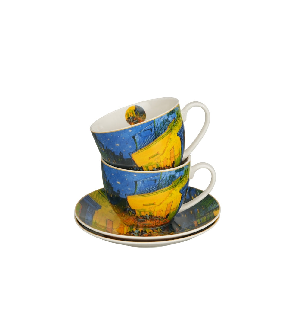 Porcelán csésze + alj 270 ml 2 személyes Van Gogh Kávéház éjjel díszdobozban