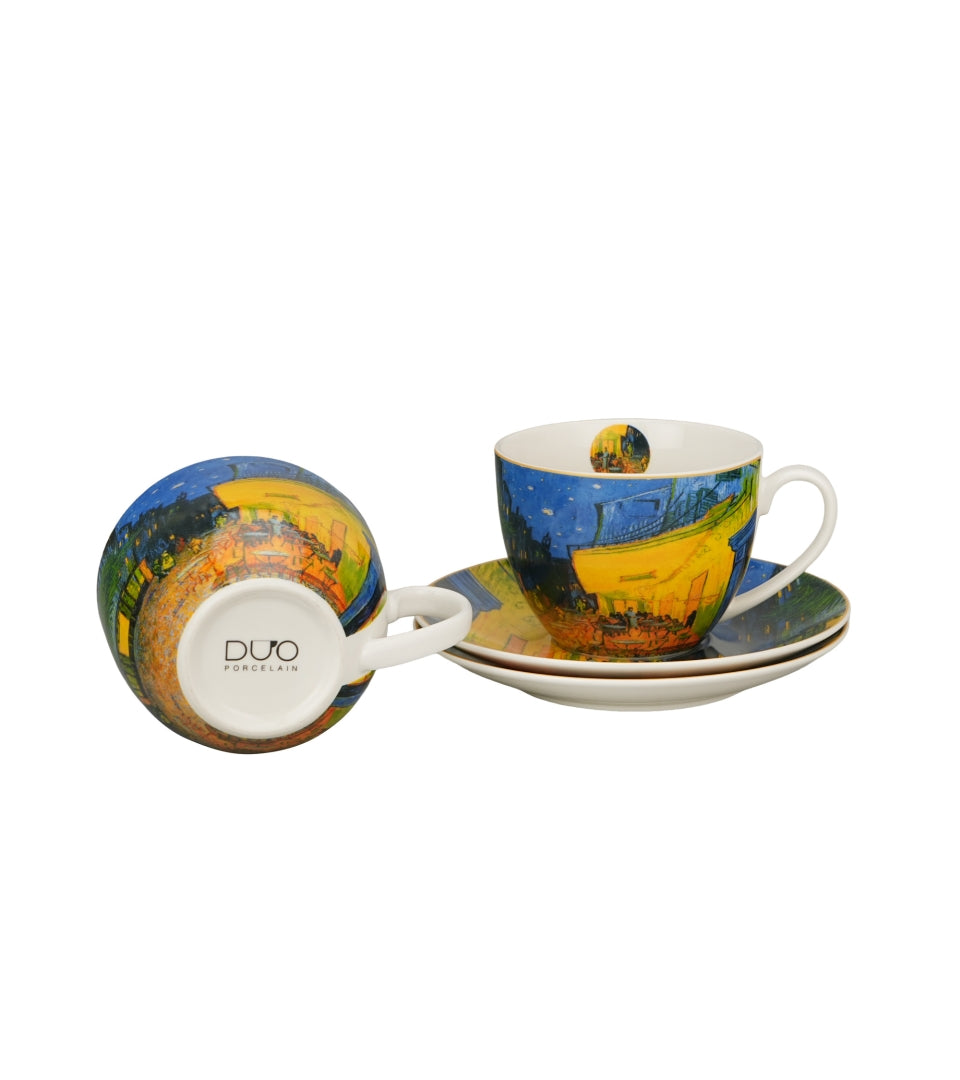 Porcelán csésze + alj 270 ml 2 személyes Van Gogh Kávéház éjjel díszdobozban