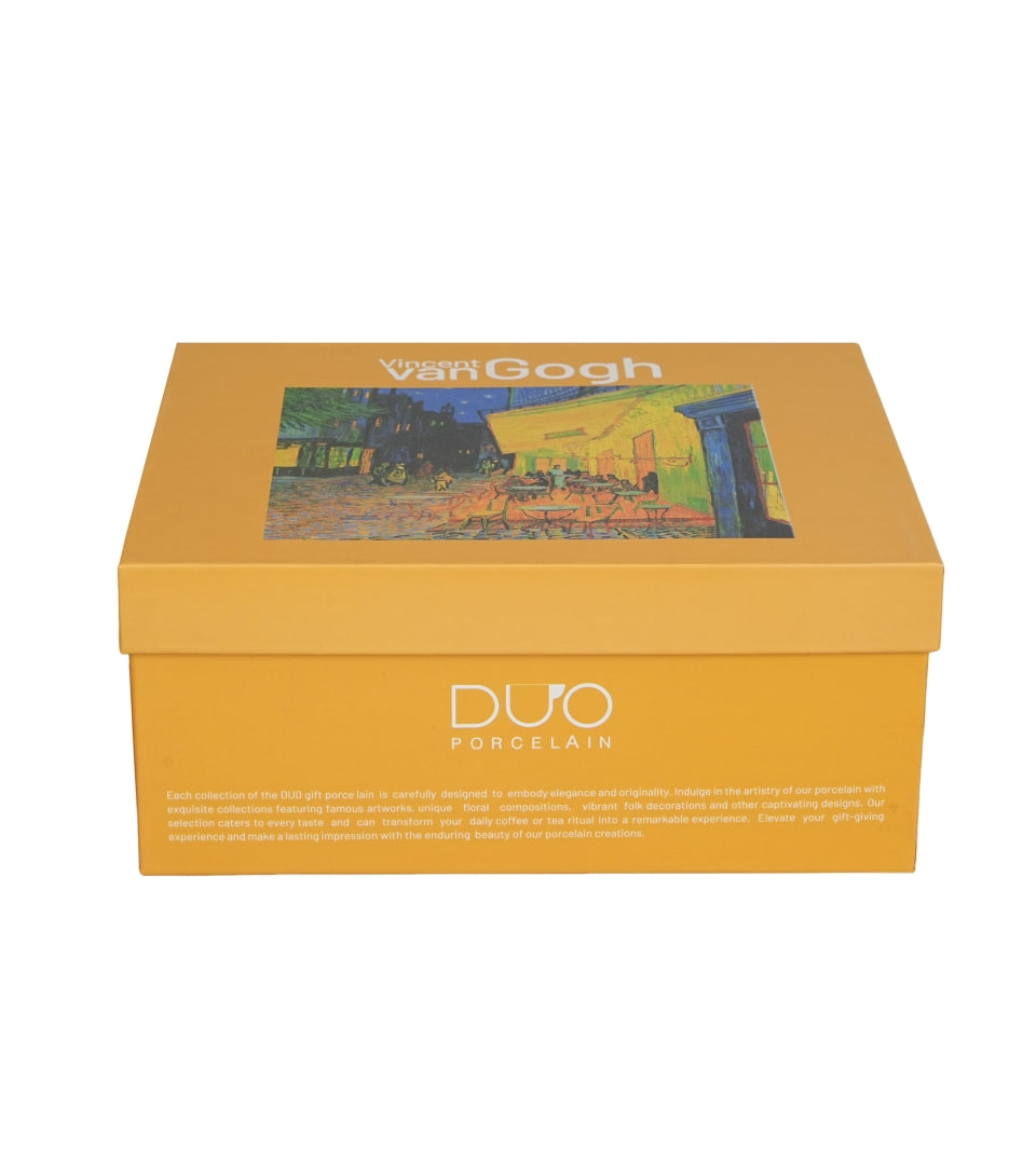 Porcelán csésze + alj 270 ml 2 személyes Van Gogh Kávéház éjjel díszdobozban