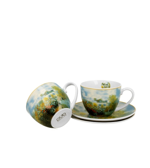 Porcelán csésze + alj 270 ml 2 személyes dobozban Monet kertje Argenteuilban
