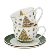 Karácsonyfás porcelán csésze aljjal 270 ml 2 személyes dobozban Tree Sparkle