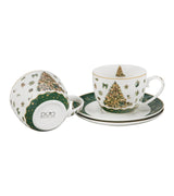 Karácsonyfás porcelán csésze aljjal 270 ml 2 személyes dobozban Tree Sparkle