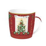 Karácsonyi fenyőfás porcelán bögre 350 ml fém díszdobozban Festive Avenue