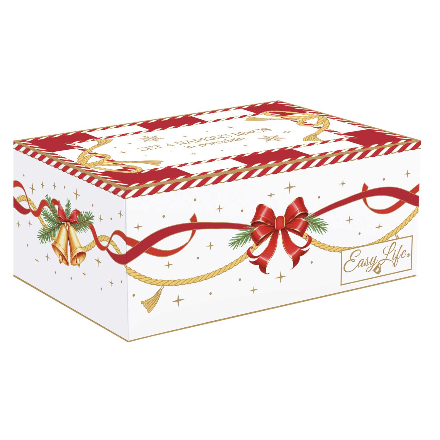 Karácsonyi porcelán szalvéta gyűrű 4 db szett díszdobozban Christmas Tale