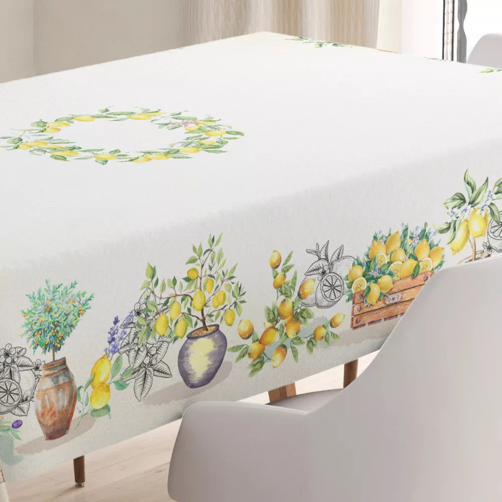 NAPOLI Citrom mintás mediterrán 137x240 cm asztalterítő Gépi gobelin