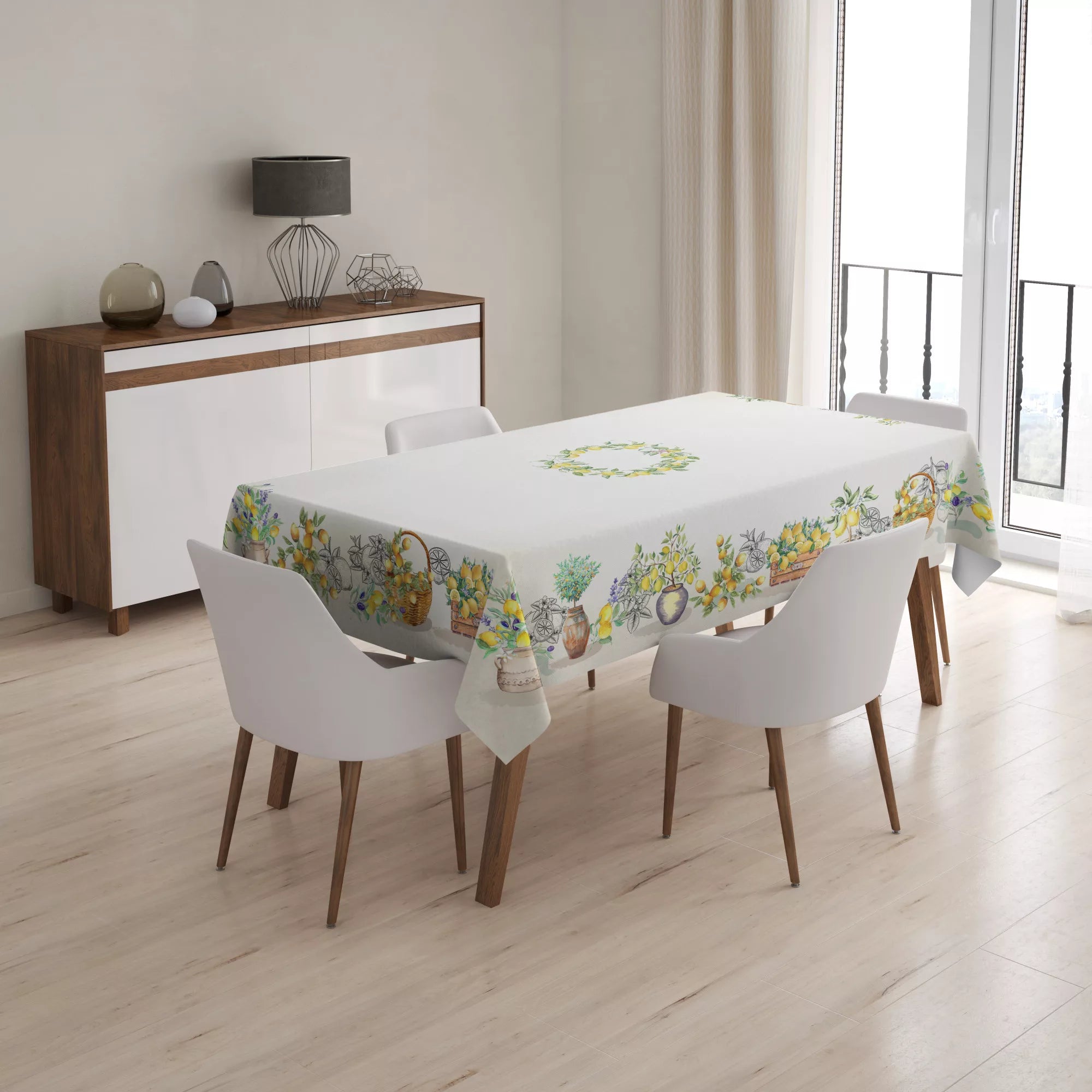 NAPOLI Citrom mintás mediterrán 137x240 cm asztalterítő Gépi gobelin