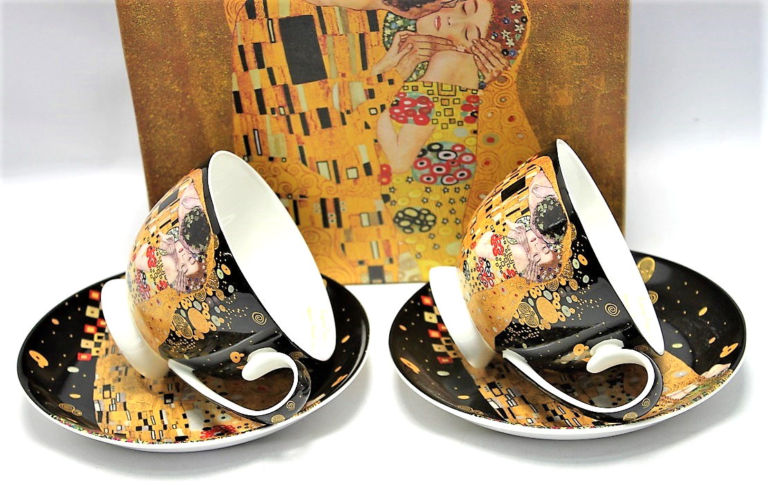 Gustav Klimt porcelán csésze aljjal 2 személyes 250 ml A Csók