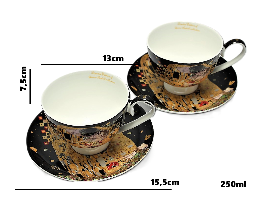 Gustav Klimt porcelán csésze aljjal 2 személyes 250 ml A Csók