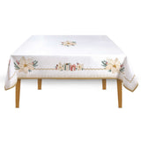 Karácsonyi mikulásvirág mintás Asztalterítő 145x180 cm pamut White Elegance