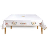 Karácsonyi mikulásvirág mintás nagy Asztalterítő 145x250 cm pamut White Elegance