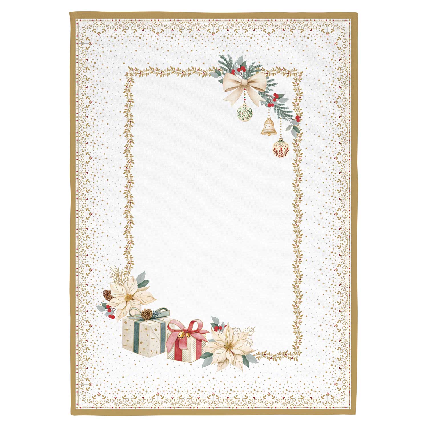 Karácsonyi mikulásvirág mintás Konyharuha szett 2 db-os 50x70 cm pamut White Elegance