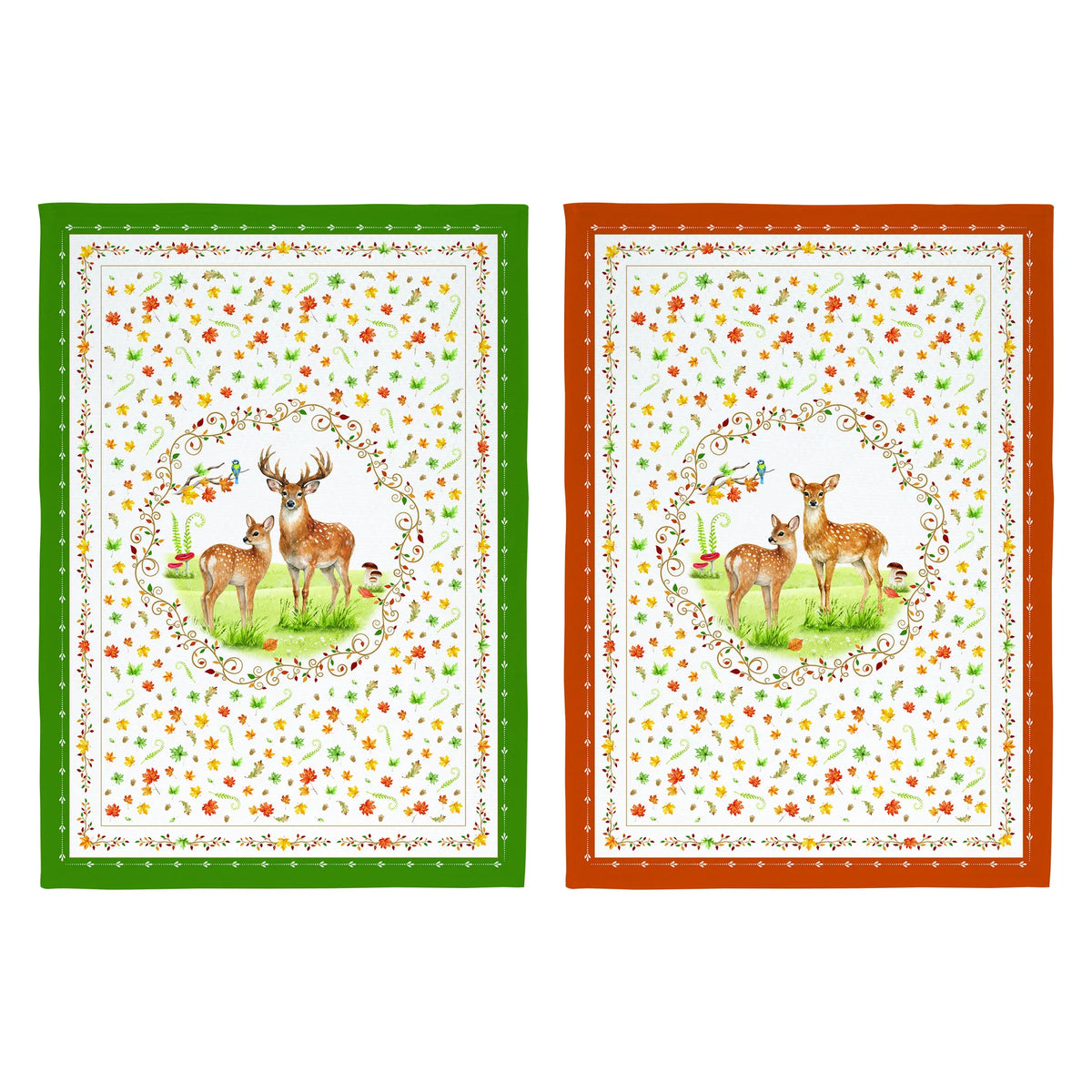 Őszi szarvas mintás pamut Konyharuha szett 2 db-os 50x70cm