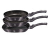 3 részes indukciós serpenyő szett szürke Berlinger Haus Metallic Line Carbon Edition grill serpenyővel
