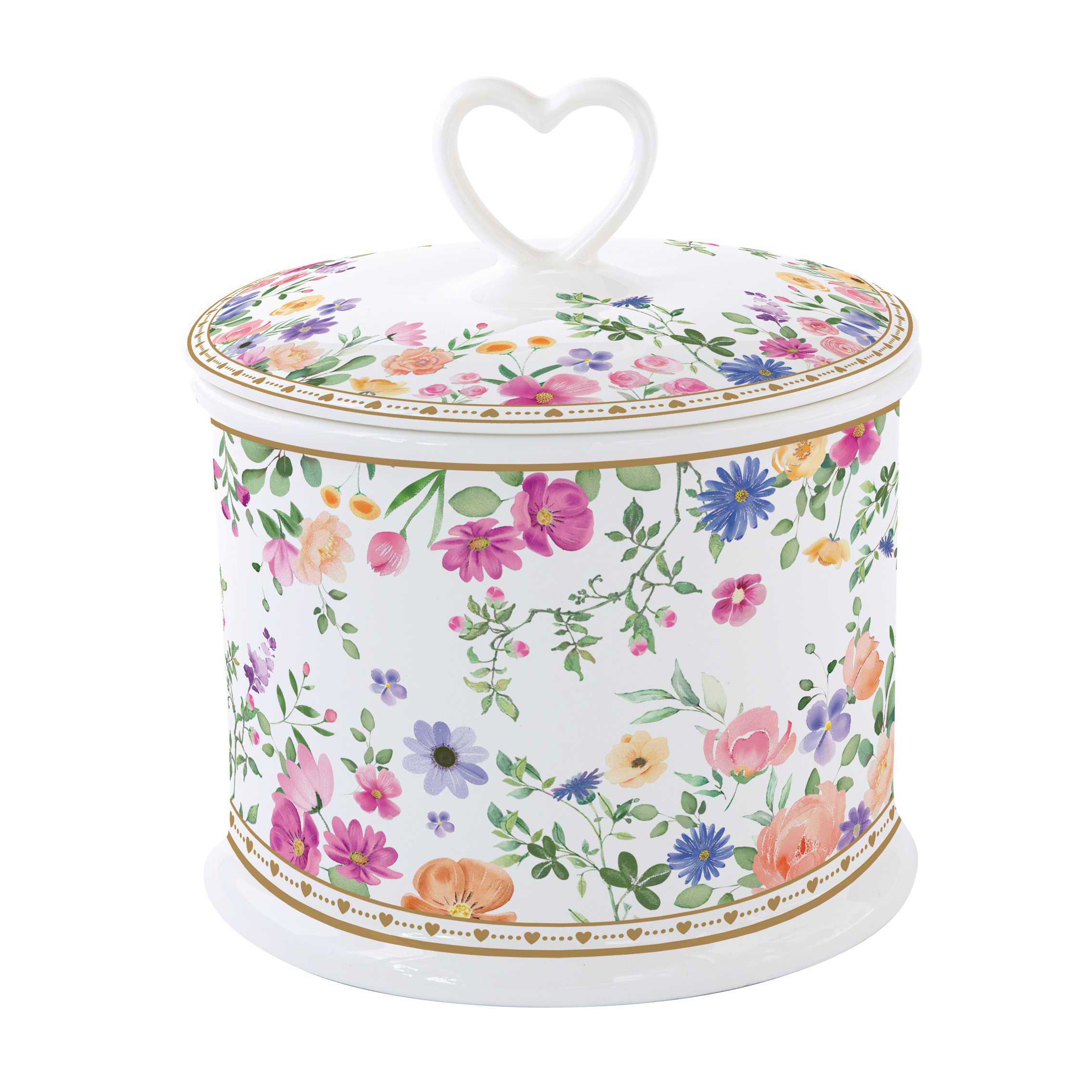 Virág mintás Porcelán konyhai tároló díszdobozban Easy Life Mon Amour