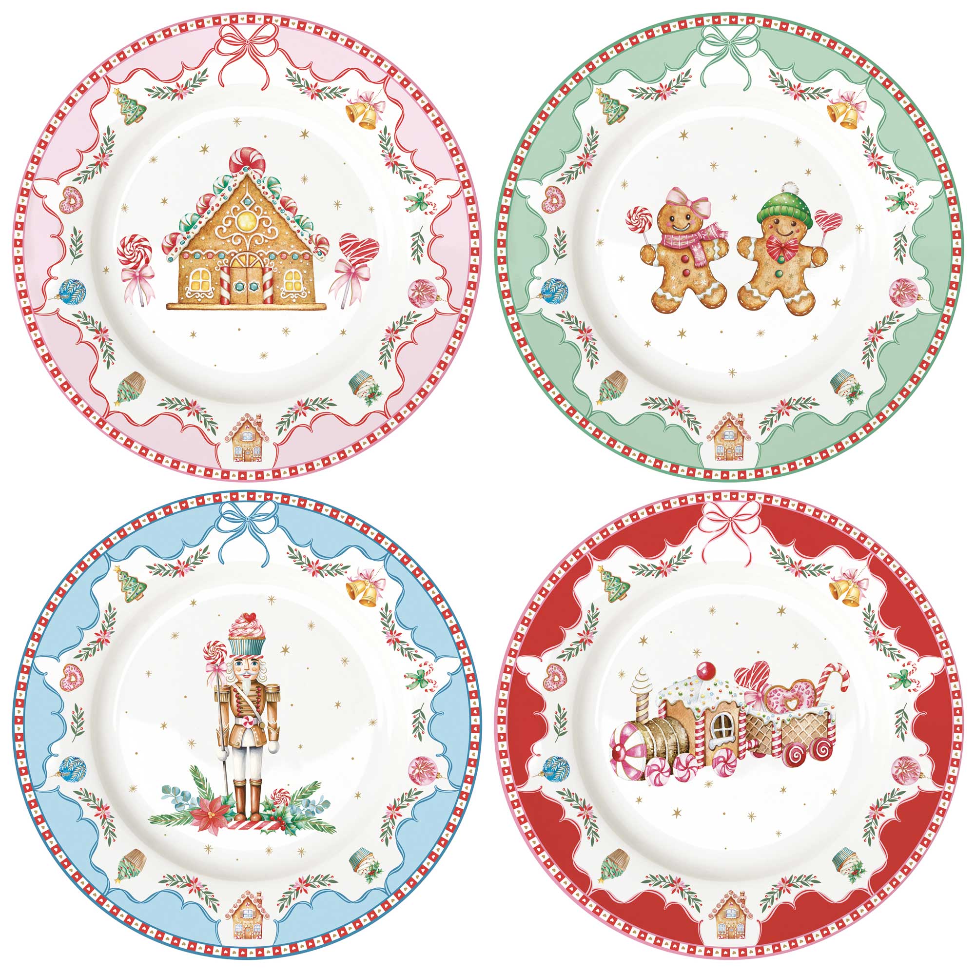 Karácsonyi Porcelán desszertes tányér 4 db szett díszdobozban Sweet Christmas