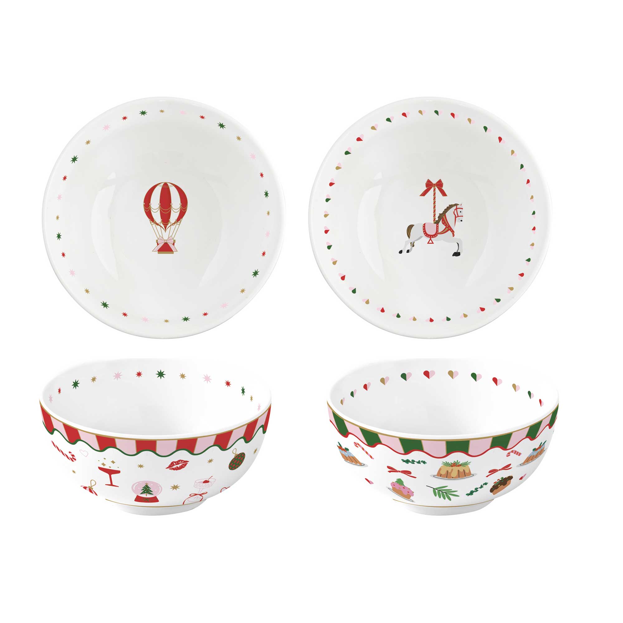 Karácsonyi Porcelán tálka 2 db szett 15 cm díszdobozban Christmas Twist