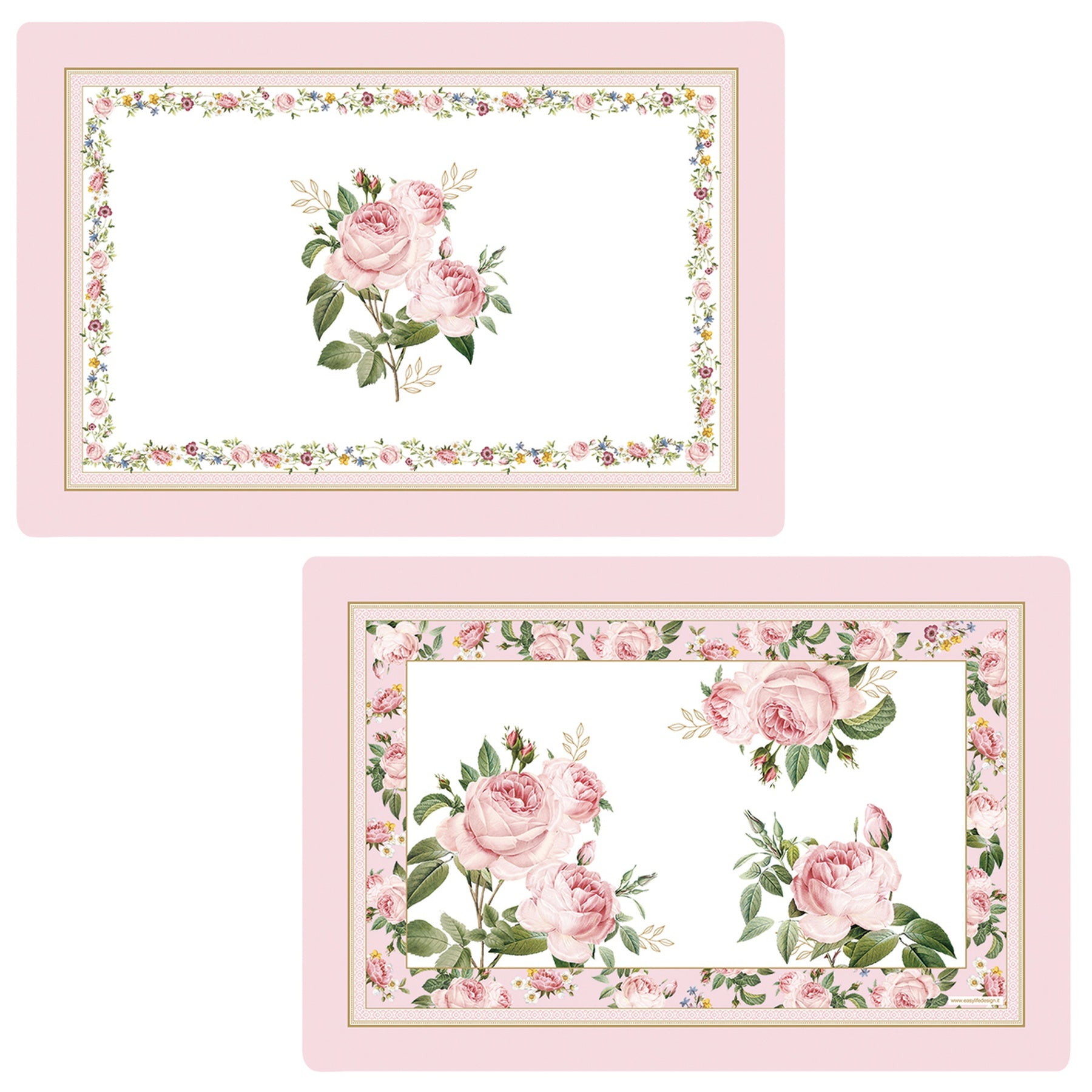Műanyag tányéralátét kétoldalas 45x30 cm Rózsa mintás Chant des Roses